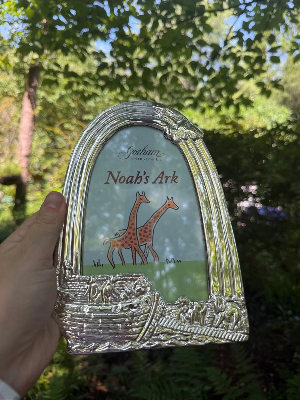 Gorham Silver-Tone Noah's Ark Arched Frame with Giraffe Motif